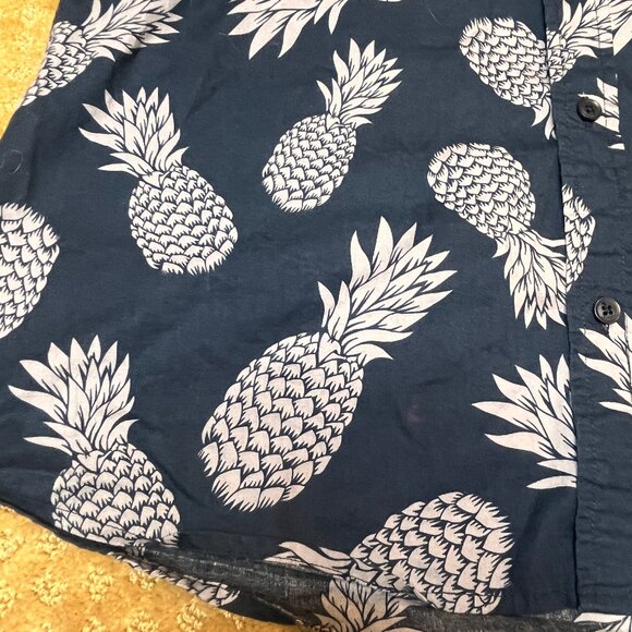 Levis Mens Hawaiian Shirt XL Navy Blue Pineapple All Over Print Short Sleeve Top - Picture 3 of 9